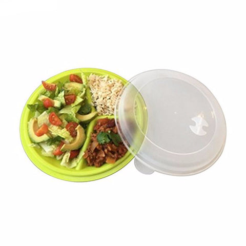3 Sections Portion Control Plate with Lid